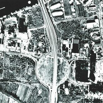 Luftbild vom Kaiserleikreisel 1974.