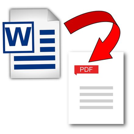 Symbolbild: ein Worddokument wird ein pdf Dokument