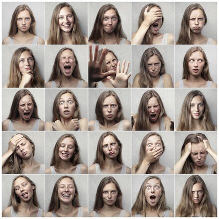 Collage mit verschiedenen Gesichtern und Gefühlen