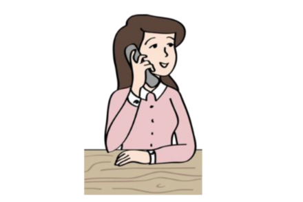 Frau mit Telefonhörer am Ohr