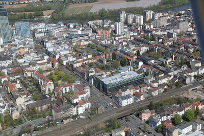 Luftbild von der Waldstraße und dem Mathildenviertel in Offenbach.