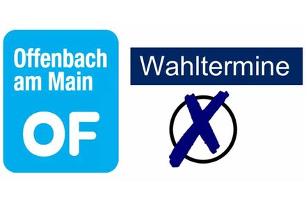 Signet mit dem Logo der Stadt Offenbach und dem Hinweis "Wahltermine"