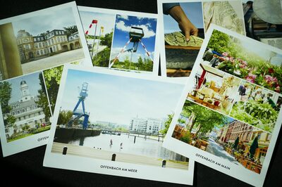Verschiedene Postkarten mit Motiven aus Offenbach.