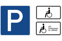 Zeichen 314 + 1044-10 oder 1044-11: Halten/Parken auf einem Schwerbehindertenparkplatz