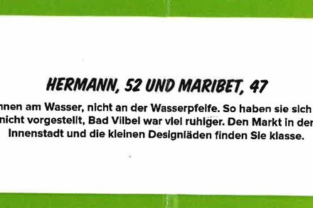 Alter Ego-Karte: Hermann, 52, und Maribet, 47