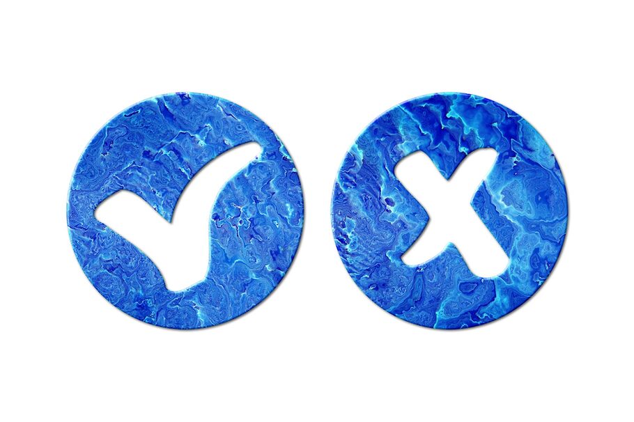 Symbole für einen Haken und ein X