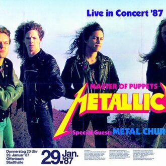 Plakat zum Konzert von Metallica im Januar 1987