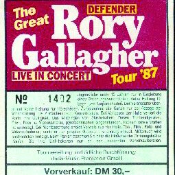 Plakat zum Konzert von Rory Gallagher im Dezember 1987