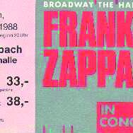 Plakat zum Konzert von Zappa im Jahr 1988