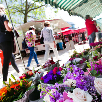 Blumenverkauf in der Innenstadt.