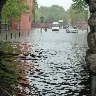 Überflutungen in Folge eines Starkregenereignisses.
