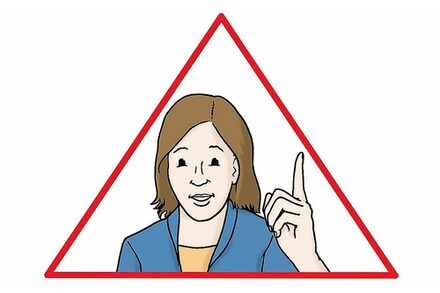 Symbolbild für Achtung: Frau mit ausgestrecktem Zeigefinger