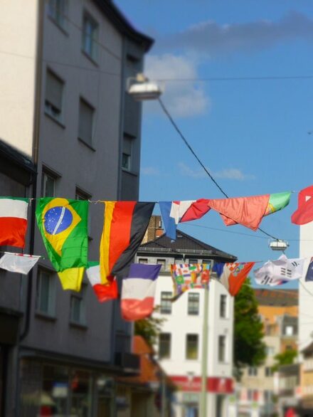 Internationale Flaggen in der Bieberer Straße
