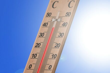 Thermometer zeigt 40 Grad Celsius an.