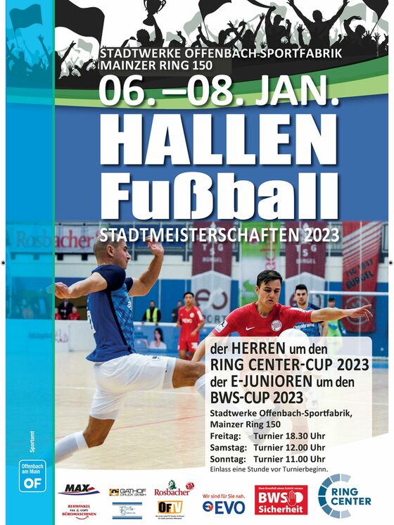Plakat der Hallenfußball-Stadtmeisterschaften 2023