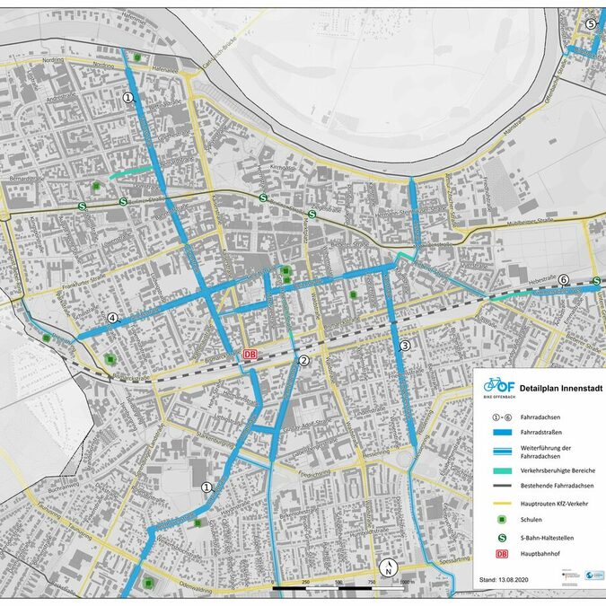 Detailplan der Fahrradstraßen in der Innenstadt