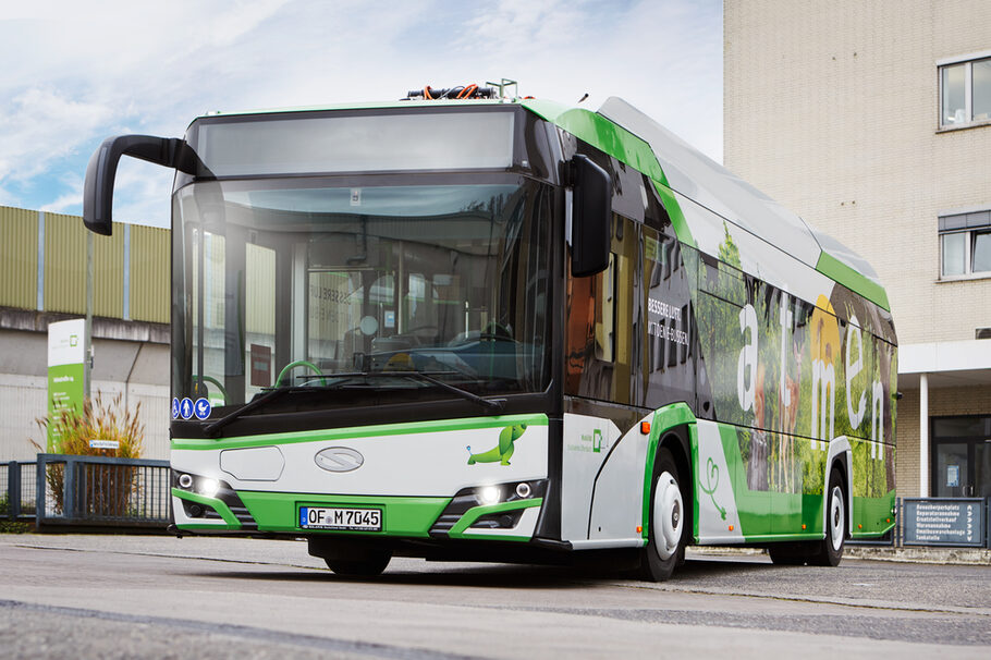 E-Bus auf dem Betriebshof des Stadtwerke-Geschäftsfelds Mobilität