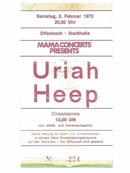 50 Jahre Stadthalle: Ticket Uriah Heep von Ulrike Langweiler
