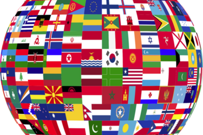 Weltkugel mit Flaggen
