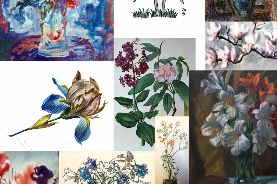 Collage verschiedener Blumenstillleben aus der Sammlung