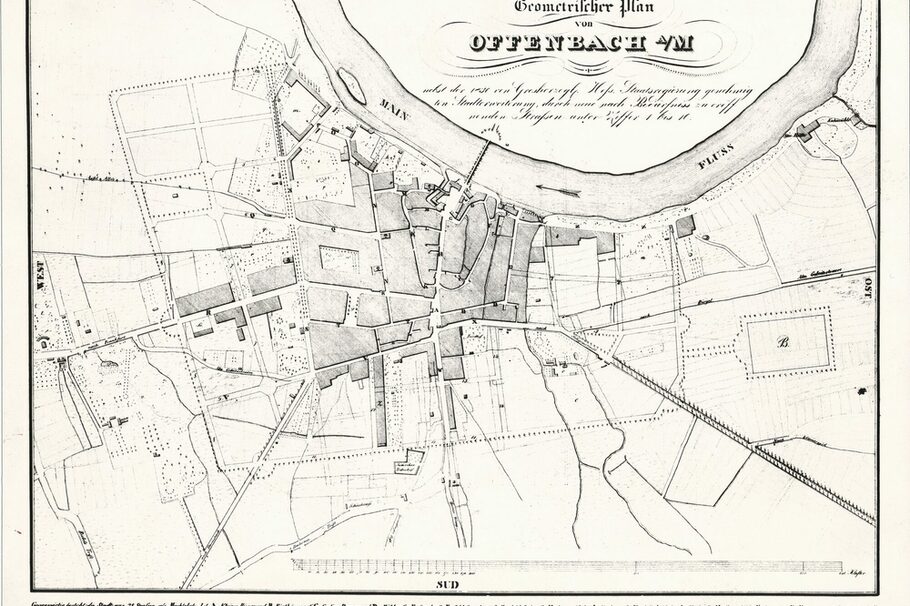 Stadtplan Offenbach am Main 1830