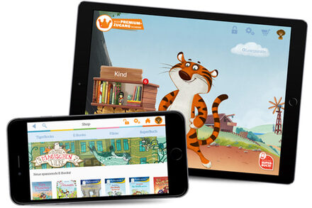 Tablet und Smartphone mit der App Tigerbooks