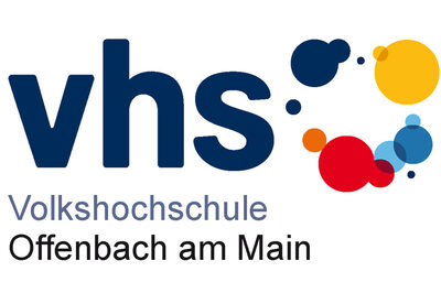 Logo der vhs Offenbach am Main mit bunten Bubbels