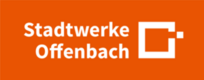 Logo Stadtwerke Offenbach auf orangefarbenem Hintergrund