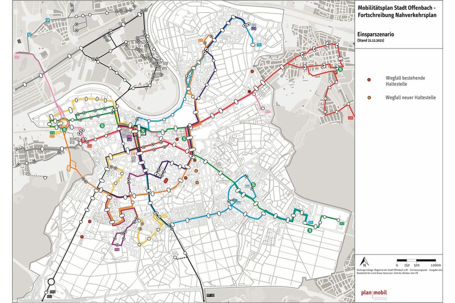 Planungsentwurf zur Liniennetzoptimierung in Offenbach, Bearbeitungsstand März 2022