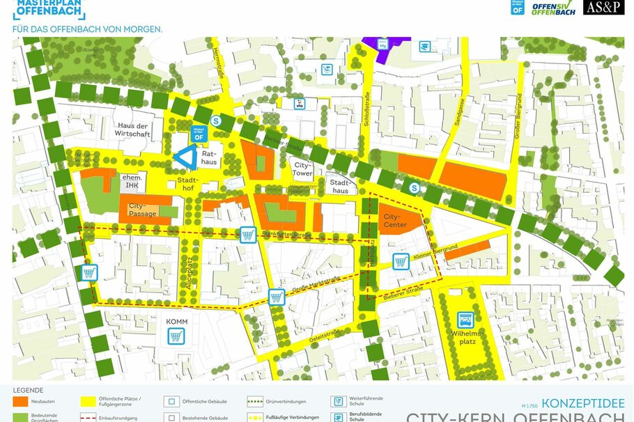 Die Grafik zeigt das Bearbeitungsgebiet für das Innenstadtkonzept