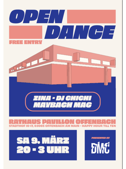 Plakat zur Veranstaltung Open Dance mit Informationen und Daten.