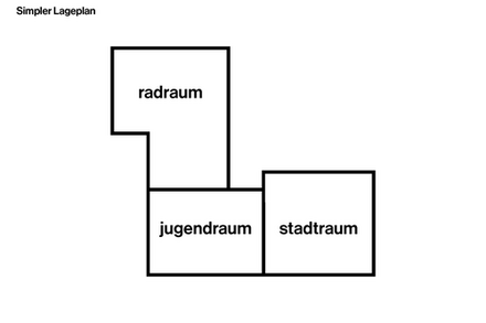Das Bild zeigt die drei Räume als Plan