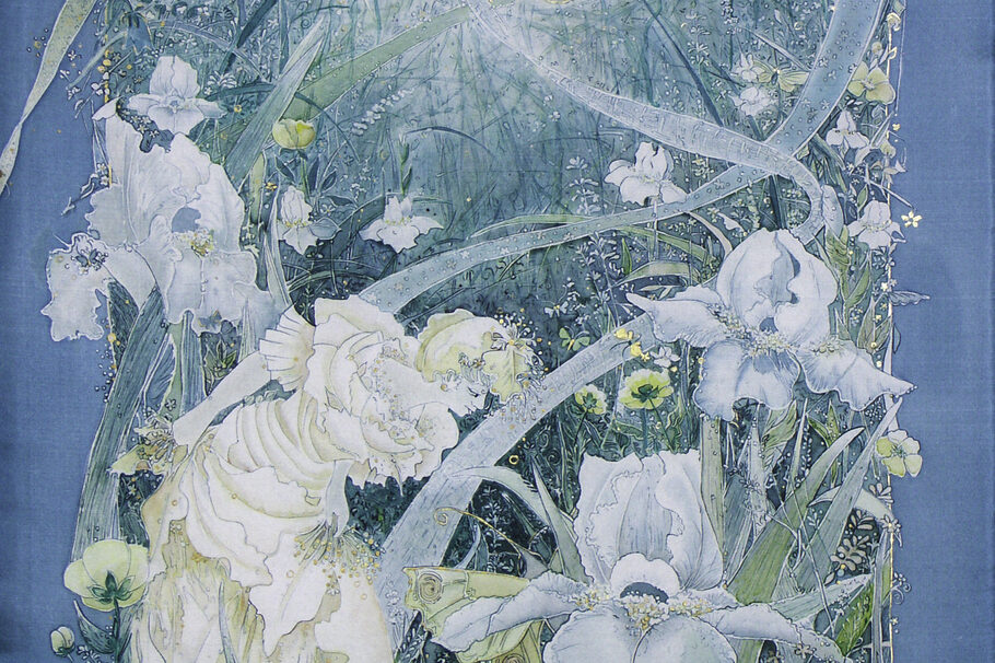 "ROSANTHA", 1990 | URSULA MERBACH | MALEREI AUF SEIDE, 40 × 60 CM